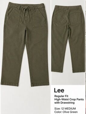 LEE Olive Green High-Waist Crop Pants Size 12